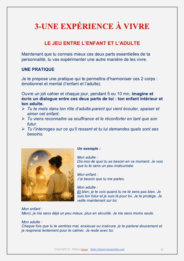 Page intérieure du carnet : une expérience à vivre