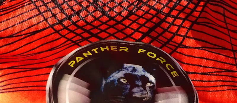 Emblema do Panther Force na camisola laranja do clube
