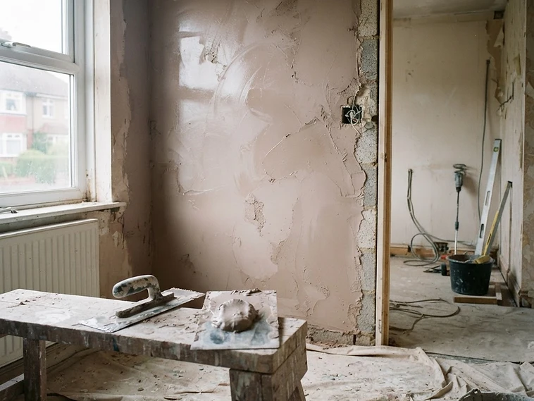 Freshly plastered internal wall in a UK home — Plastering by GS Plastering