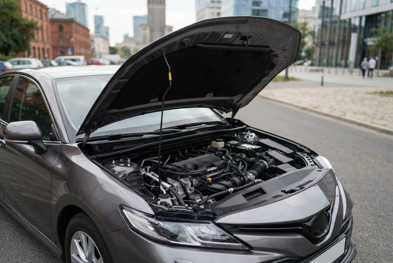 Open car hood — engine check