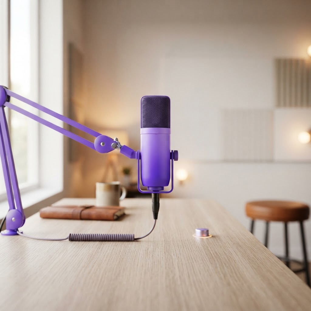 minimalist abstract violet gradient studio microphone