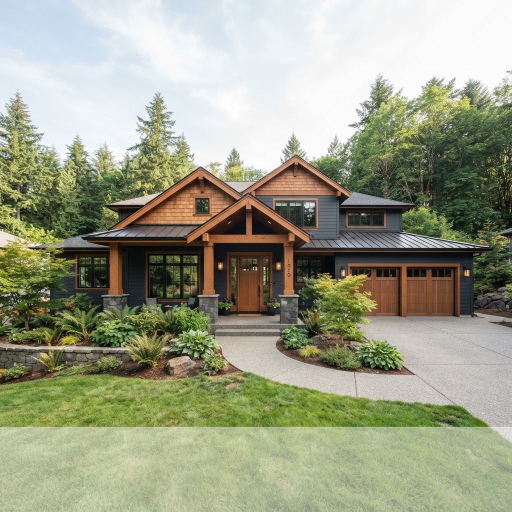 modern residential home remodel exterior craftsman wood finishes oregon