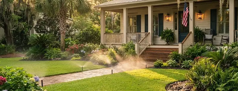 Lush healthy Lowcountry front yard representing the quality work Back Tees is reviewed for