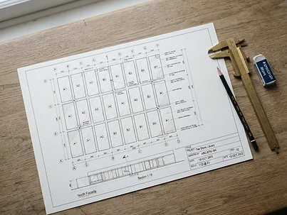 Desenho técnico de paginação de peças