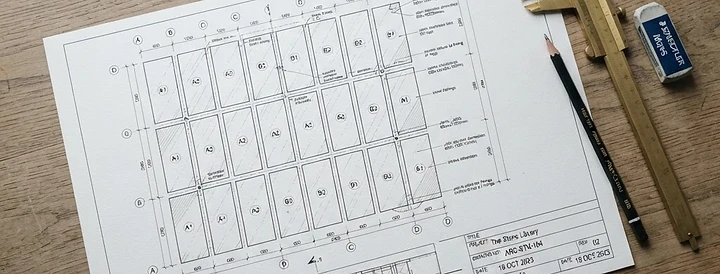 Desenho técnico de paginação de peças em pedra