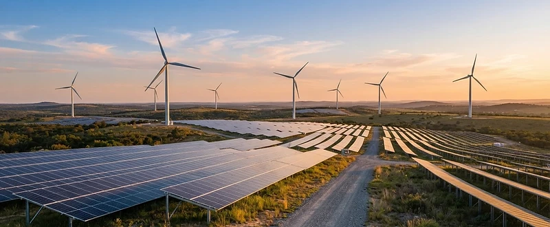 Painéis solares e aerogeradores