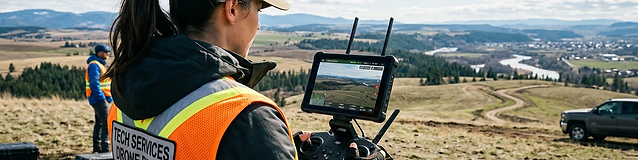 Certified drone pilot at work