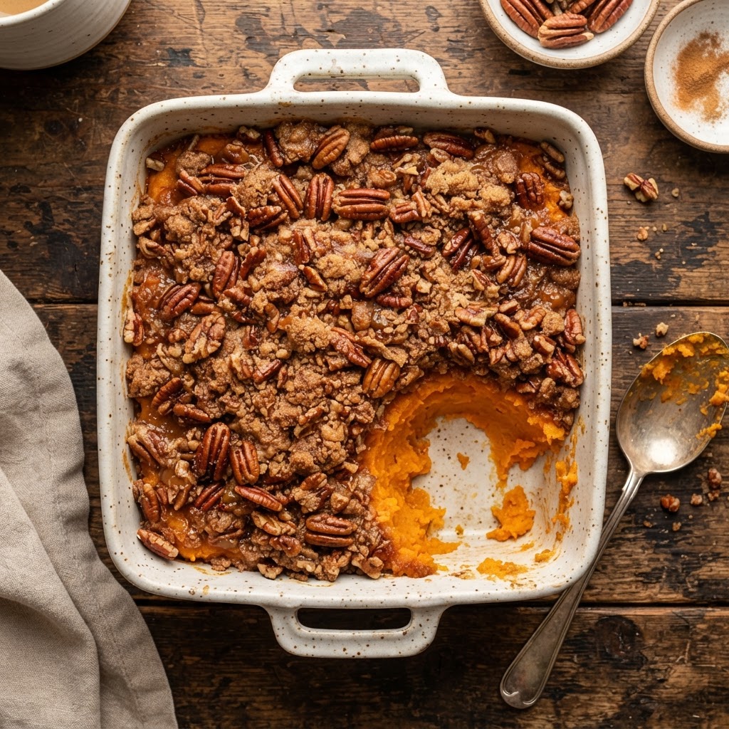 Sweet Potato Casserole with Pecan Streusel