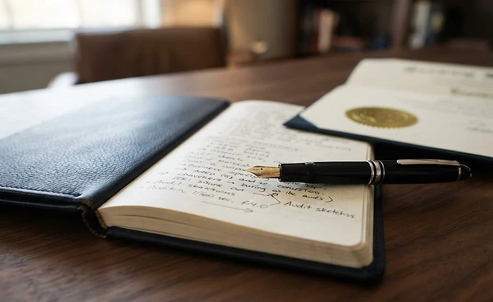 Auditor's notebook and credentials