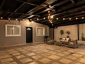 Casa Azul covered outdoor terrace at night