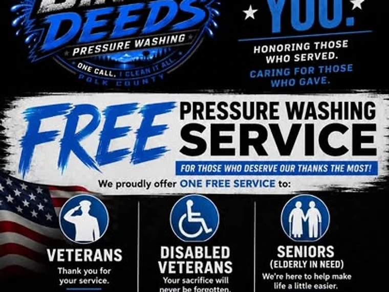 Free pressure washing for veterans and seniors