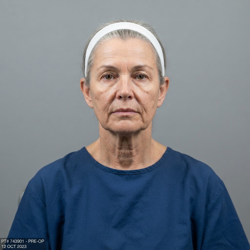 Rostro antes de rejuvenecimiento facial