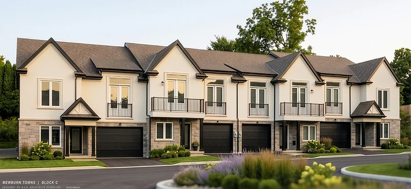 Artist render of the Royal Niagara Towns townhomes, Block C streetscape elevation