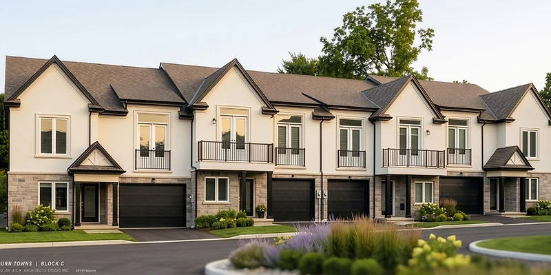 Artist render of the Royal Niagara Towns townhomes, Block C streetscape elevation