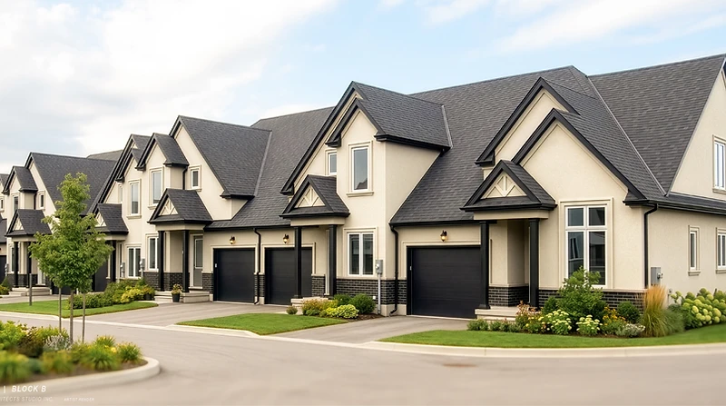 Artist render of the Royal Niagara Towns townhomes, Block B corner elevation