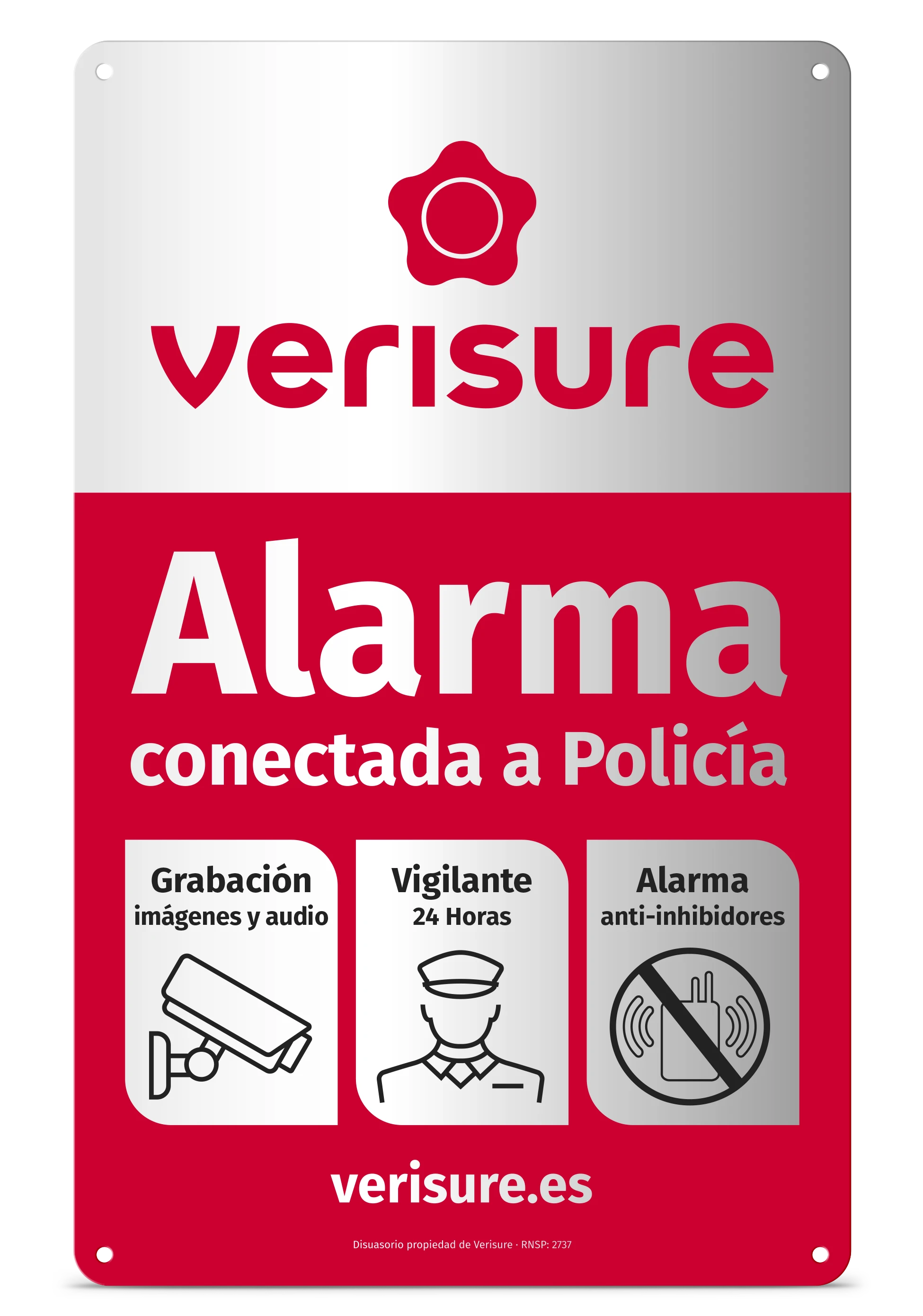 Placa de alarma Verisure conectada a Policía