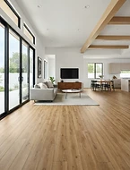 Finished luxury vinyl plank flooring in a bright modern living space