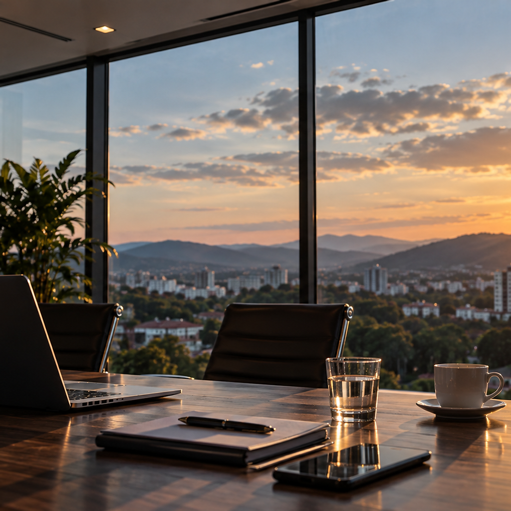 Escritório profissional ao pôr do sol — SVN English Academy