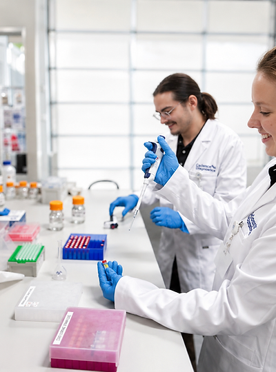 A Cadence Laboratories technician pipetting samples at the bench