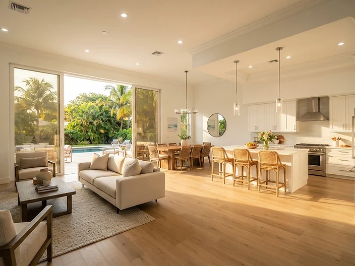Luxury South Florida home renovation with open living space and refined finishes