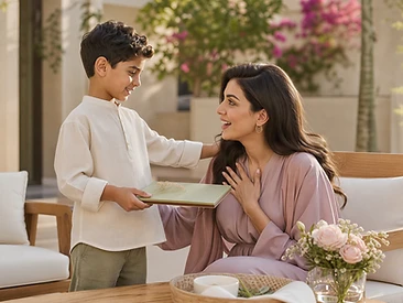 طفل يقدم هدية مميزة لوالدته