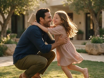أب وطفلته يتشاركان لحظة سعيدة معاً