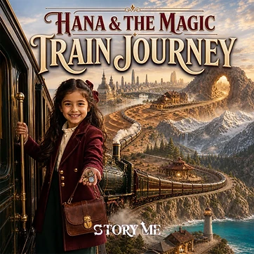 Illustrated cover for the personalized children's storybook The Magic Train Journey