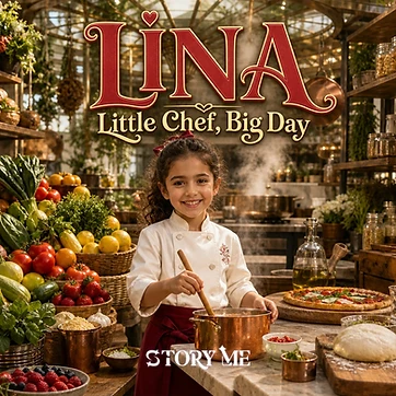 Illustrated cover for the personalized children's storybook Little Chef, Big Day