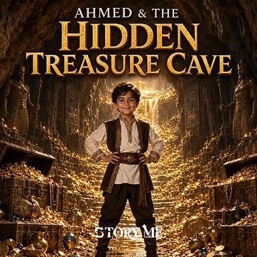 Illustrated cover for the personalized children's storybook The Hidden Treasure Cave