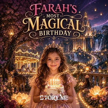 Illustrated cover for the personalized children's storybook My Most Magical Birthday