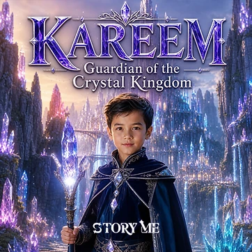 Illustrated cover for the personalized children's storybook Guardian of the Crystal Kingdom