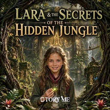Illustrated cover for the personalized children's storybook Secrets of the Hidden Jungle