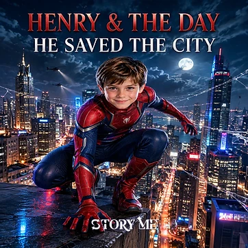 Illustrated cover for the personalized children's storybook The Day I Saved the City