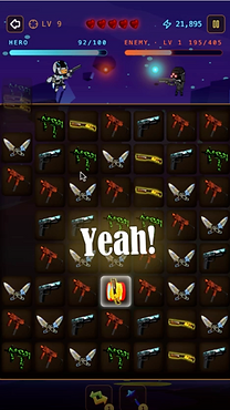 Drag a weapon tile onto its neighbour to swap the pair.