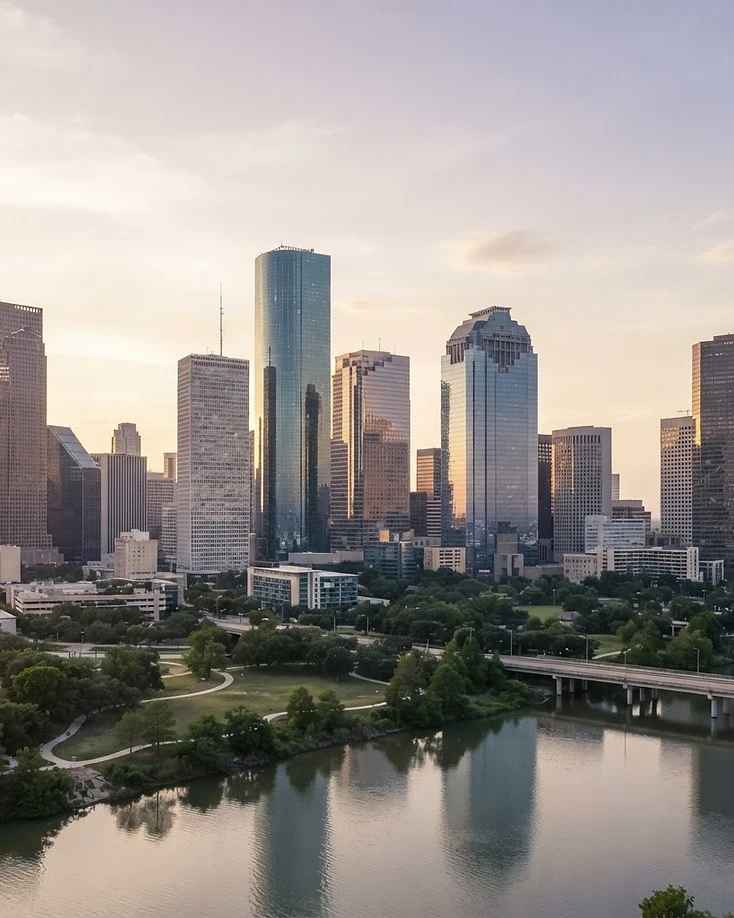 Houston, Texas skyline at golden hour