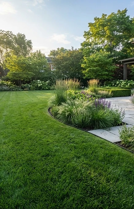 Illustrative manicured lawn and stone walkway showing landscaping inspiration for Markham, Ontario