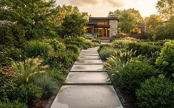 Illustrative landscape design with stone paths and planting for Markham homes