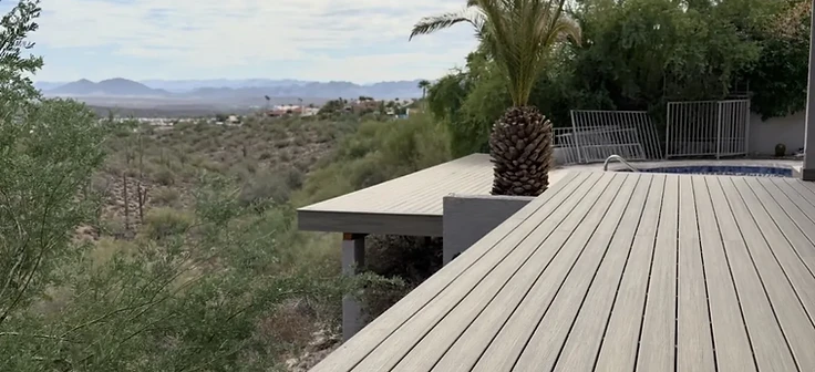 Composite deck with desert landscape