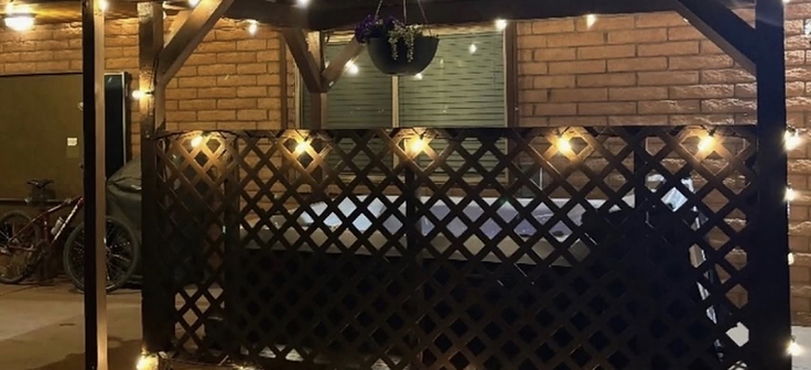 Pergola lattice with string lights
