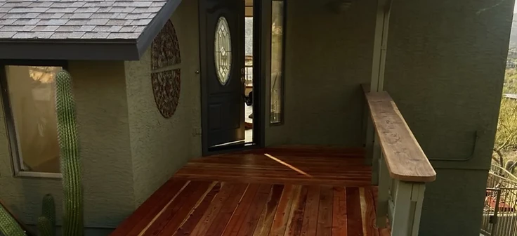 Front entry deck with saguaro landscaping