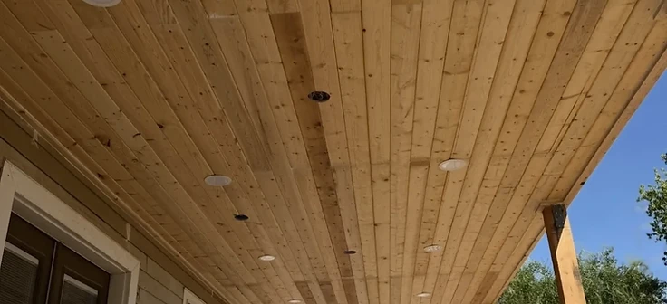 Tongue-and-groove patio ceiling install