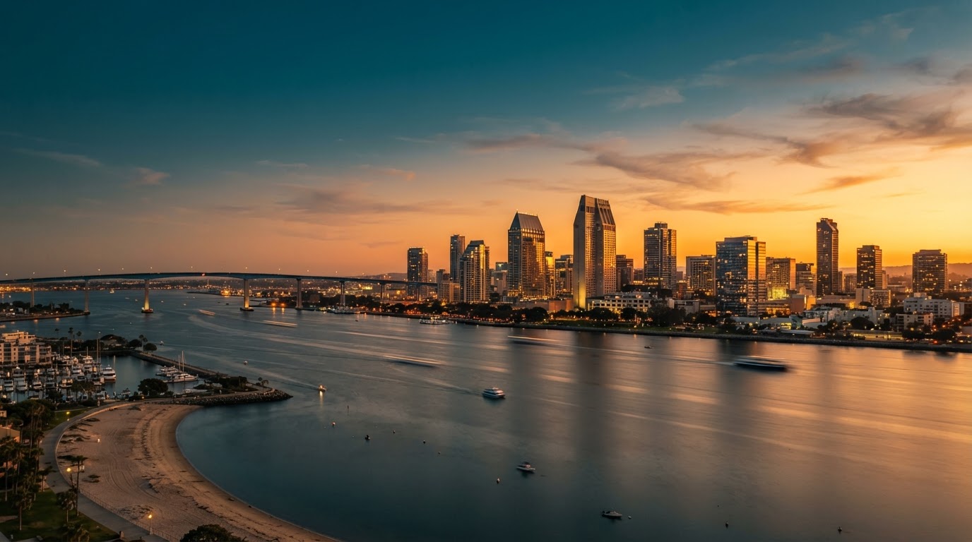 San Diego skyline at golden hour