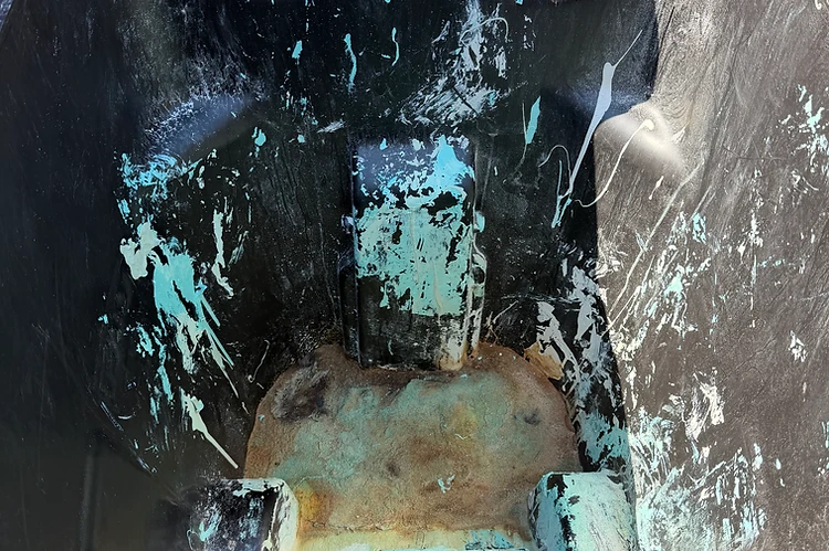 Trash bin before and after Grime Scene Unit cleaning — before