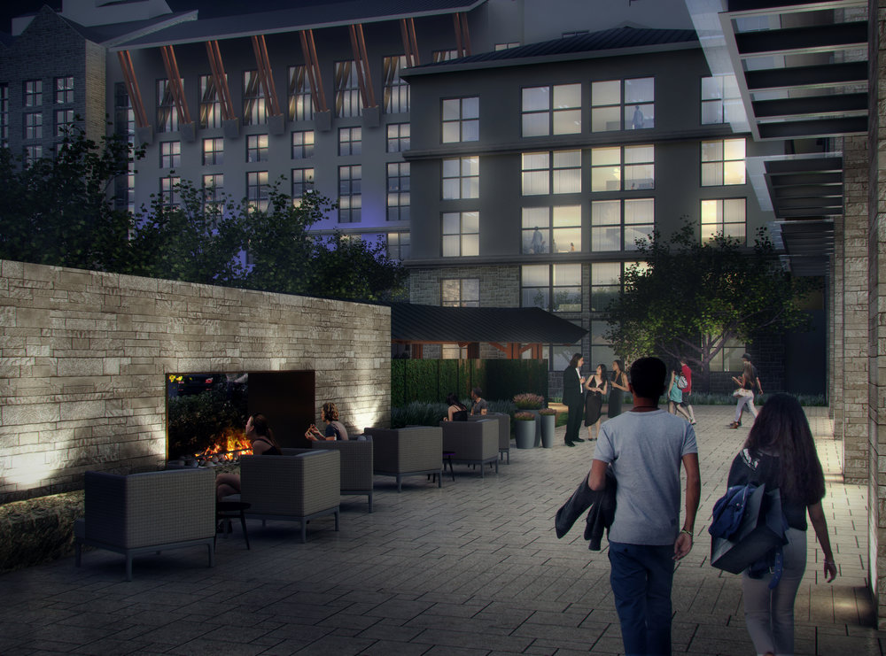 Gaylord Texan — Oversized fire wall in the courtyard