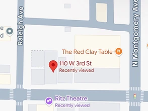 Map showing the studio location at 110 W 3rd St, Sheffield, AL