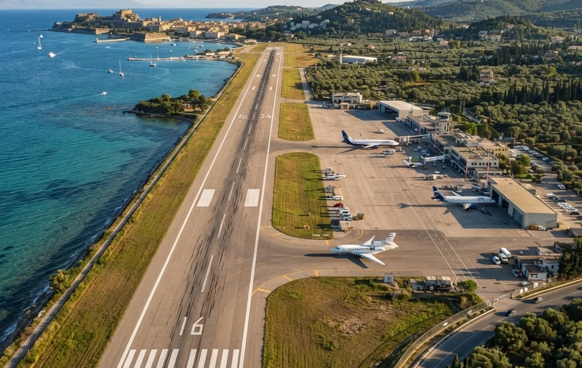 Corfu International Airport runway and apron