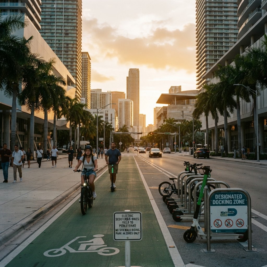 Miami implementa nuevas regulaciones para el uso de bicicletas eléctricas y scooters