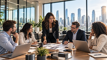 A sales leader guiding a strategic account workshop with a collaborative revenue team.