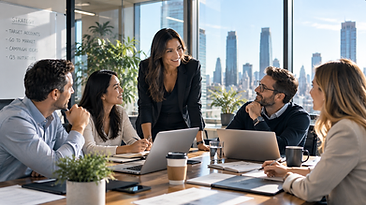 A sales leader guiding a target-account and go-to-market strategy session with her team.