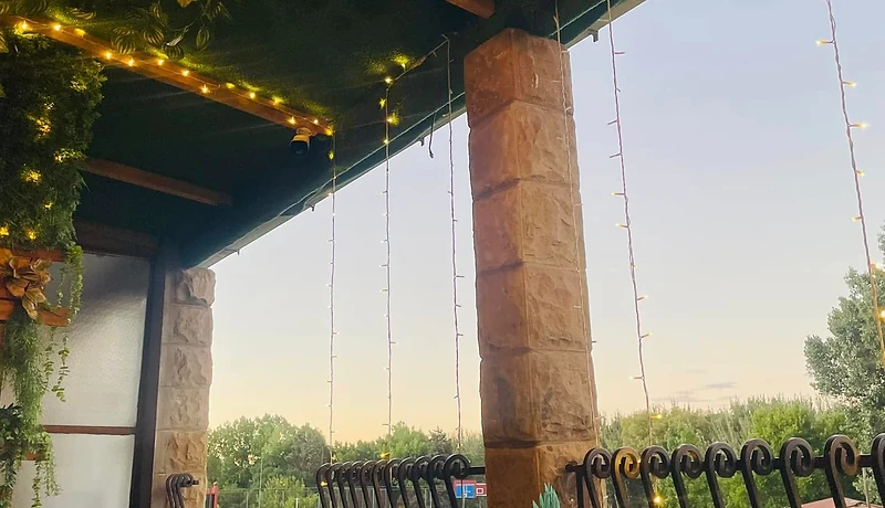Deelectable terrace at dusk